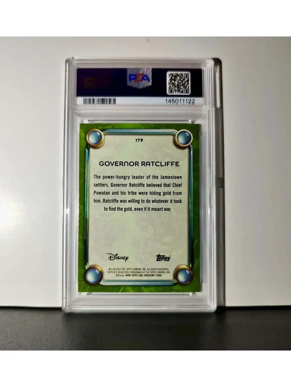 Governor Ratcliffe 2025 Topps Disney Wonder #179 Card Pocahontas PSA 8